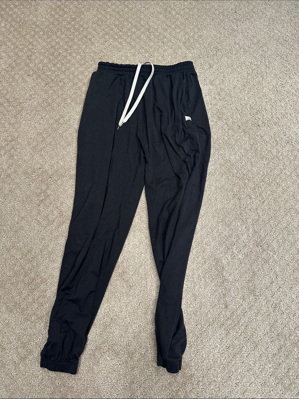 Vuori Black Track Joggers with White Drawstring